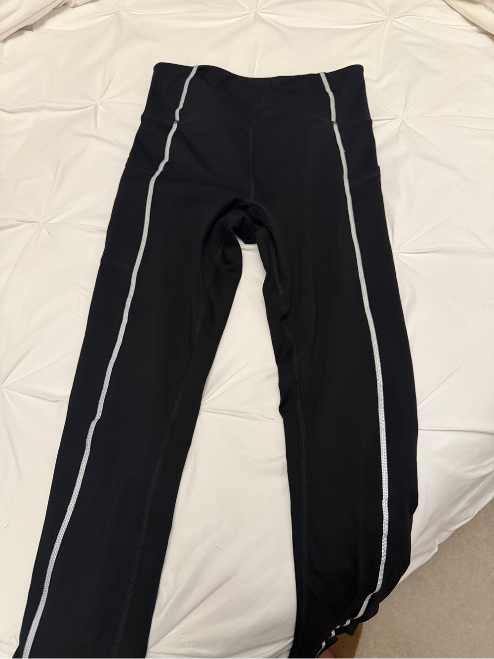 FP Movement by Free People Black Leggings with White Contrast Piping